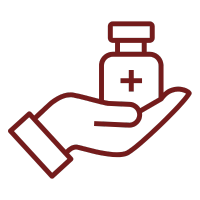 Hand holding a medicine bottle icon
