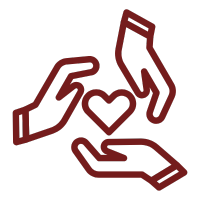 Two hands holding a heart symbol
