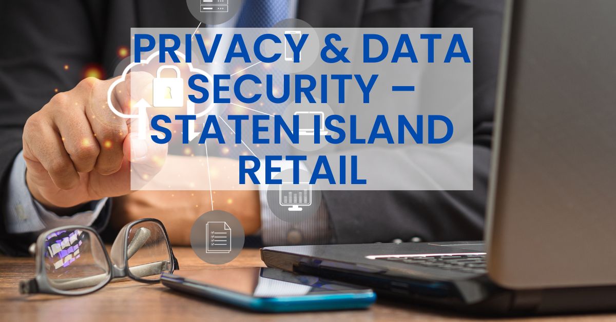 Screen displaying privacy and data security concepts.